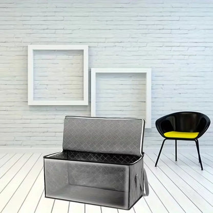 Grande boîte de rangement 54L pliable avec fermeture facile.