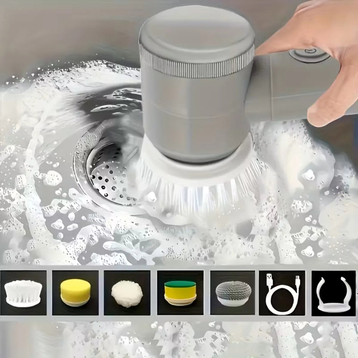 Brosse de bain électrique pour vitres et éviers