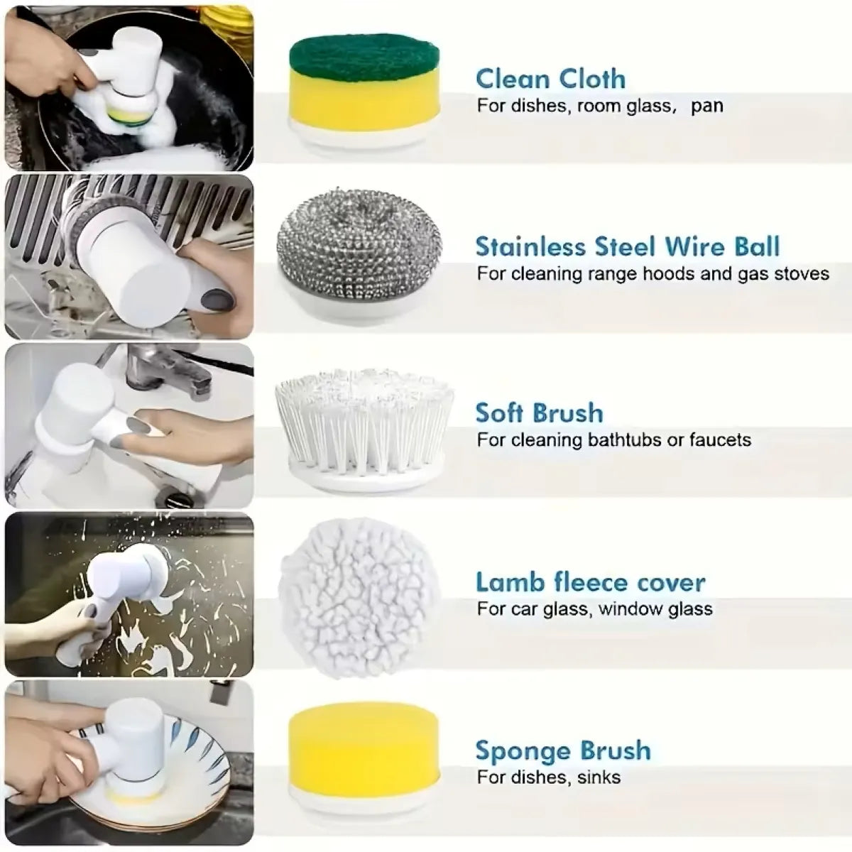 Brosse électrique multifonction Nidora avec têtes de rechange