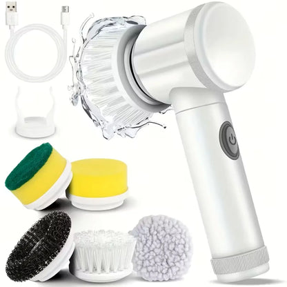 Brosse de nettoyage portable avec 5 têtes interchangeables
