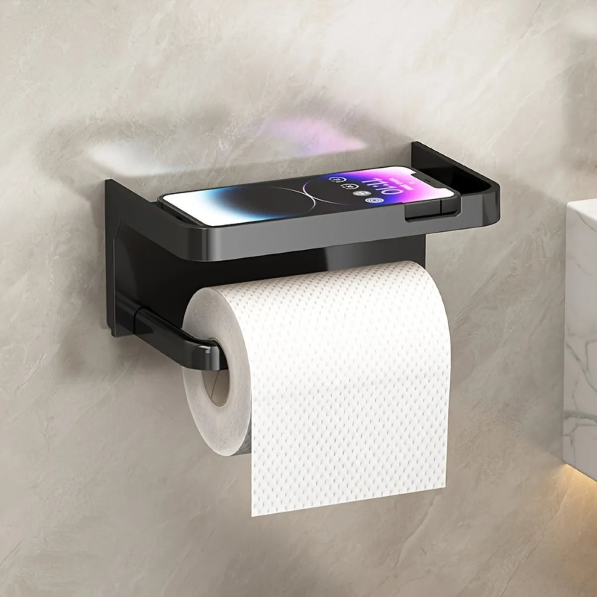 Porte-papier toilette mural avec support téléphone Nidora