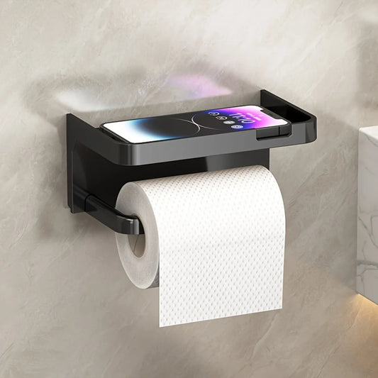 Porte-papier toilette mural avec support téléphone Nidora