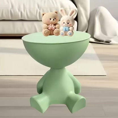 Table d’appoint ours 2-en-1 multifonctionnelle Nidora avec rangement intérieur et plateau stable.