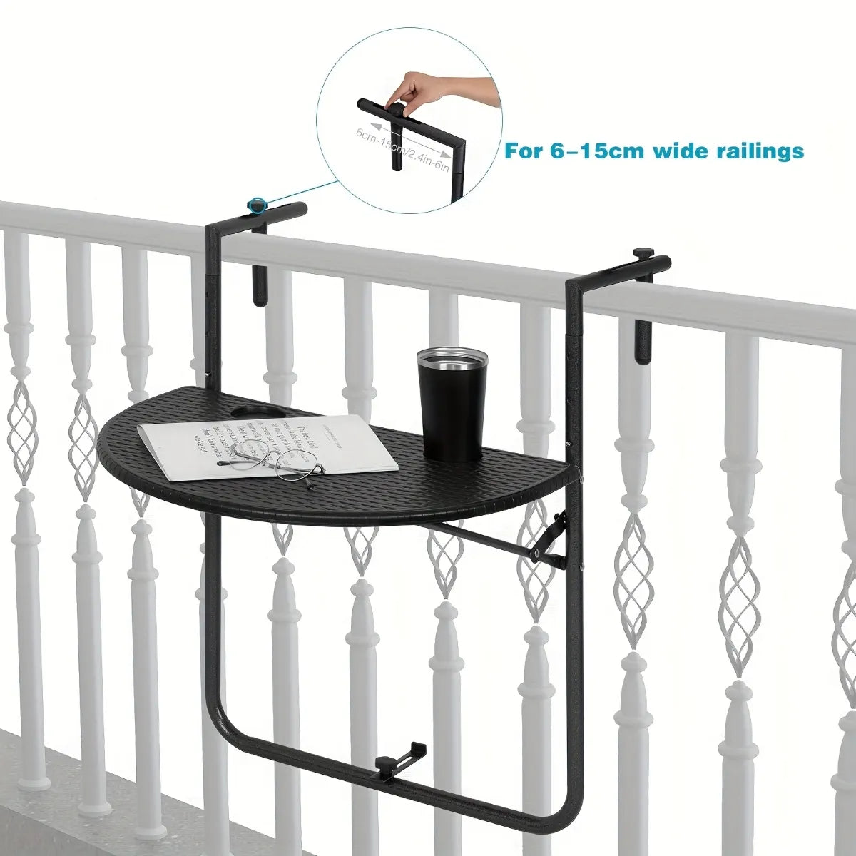 Table suspendue stable avec deux porte-gobelets