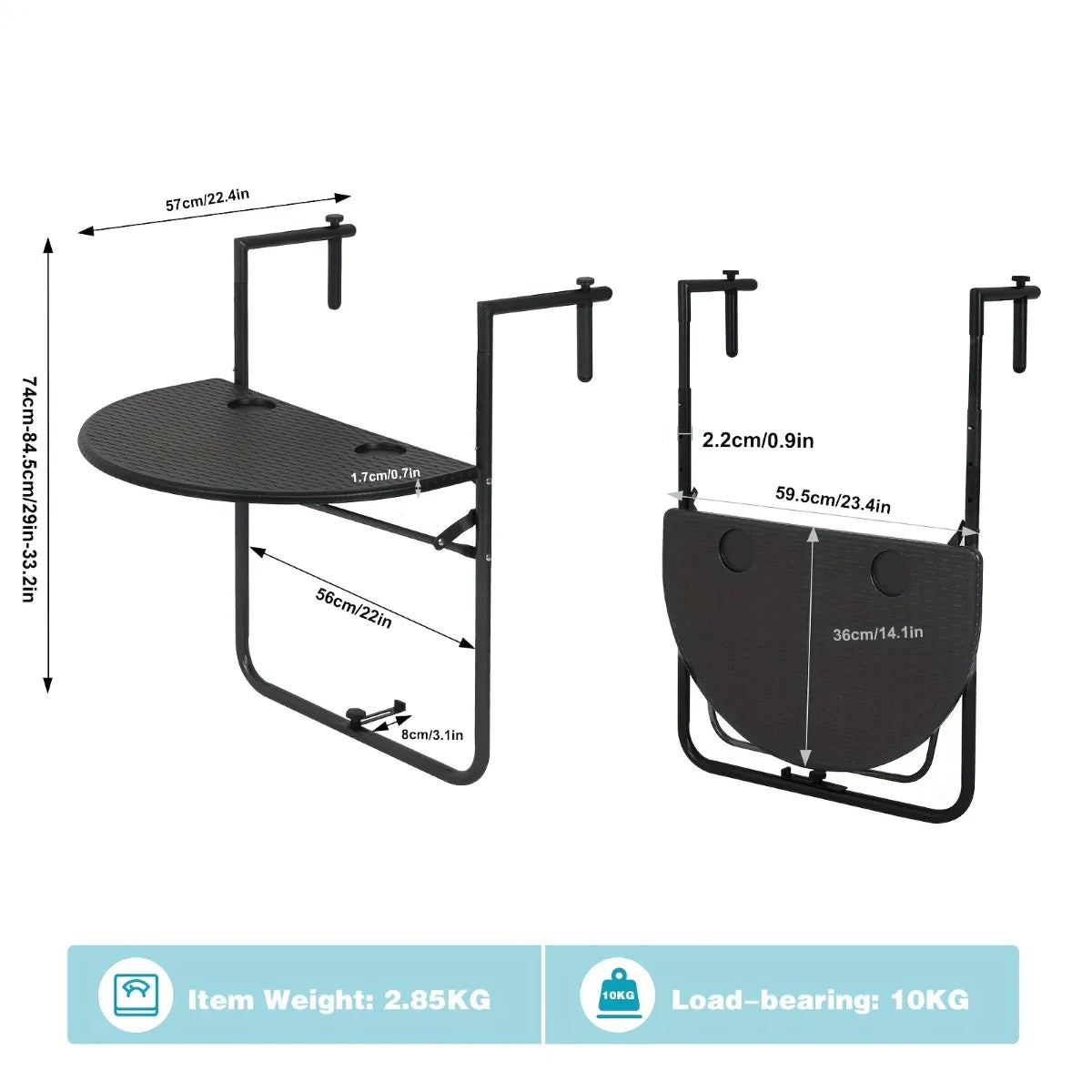 Table de balcon moderne et pratique Nidora